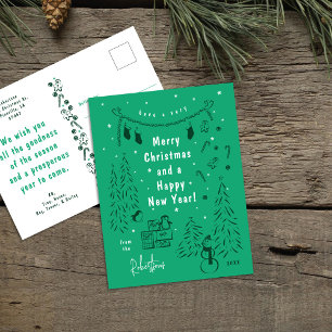 Festiva Postal de escena de Navidades verdes sensacionalis