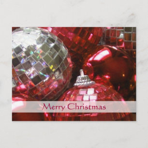 Festiva Postal de "Feliz Navidad" en Baubles Rojos