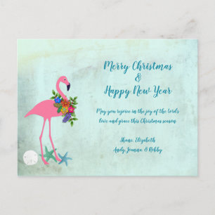 Festiva Postal de Flamingo Rejoice Grunge Navidades