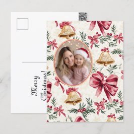 Festiva Postal de foto de las campanas de oro rosadas