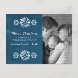 Festiva Postal de foto de Snowflakes Chalkboard, azul