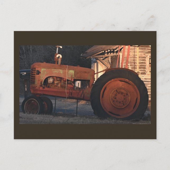 Festiva Postal de foto de Tractor antiguo (Anverso)
