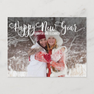 Festiva Postal de fotos de Año Nuevo feliz con escritura m