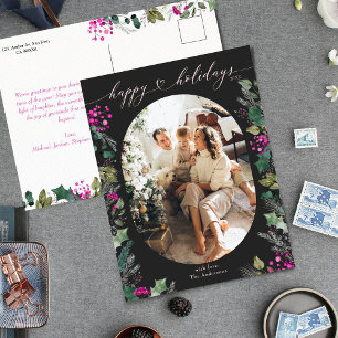 Festiva Postal de fotos de Dark Moody Happy Holidays