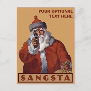 Festiva postal de Gangsta Santa personalizado
