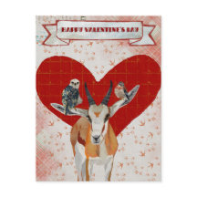 POSTAL DE GAZELLE & FEATHERS VALENTINE