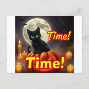Festiva Postal de Halloween para Gato Negro espeluznante