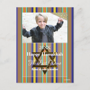 Festiva Postal de Hanukkah Feliz con rayas - HAMbWG