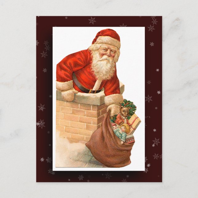 Festiva Postal de imagen de Santa Claus vintage (Anverso)