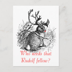 Festiva postal de jackalope de nariz roja
