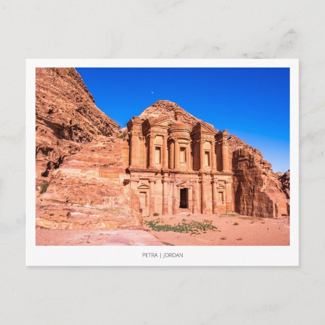 Festiva Postal de Jordania con Monasterio de Petra (Anverso)