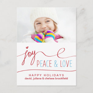 Festiva Postal de Joy Peace & Love Navidades