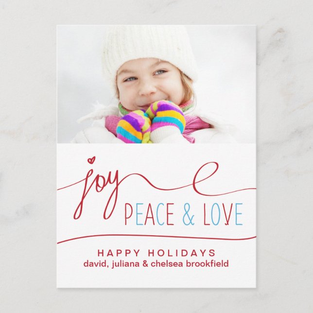 Festiva Postal de Joy Peace & Love Navidades (Anverso)