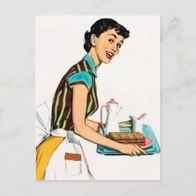Festiva Postal de la dama de la época del retro (Anverso)