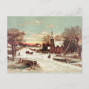 Festiva Postal de la escena de invierno de los navidades
