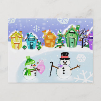 Festiva Postal de la familia del muñeco de nieve del