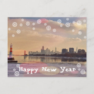 Festiva Postal de la Feliz Año Nuevo del horizonte de