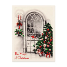 Postal de la ventana de navidades Vintage