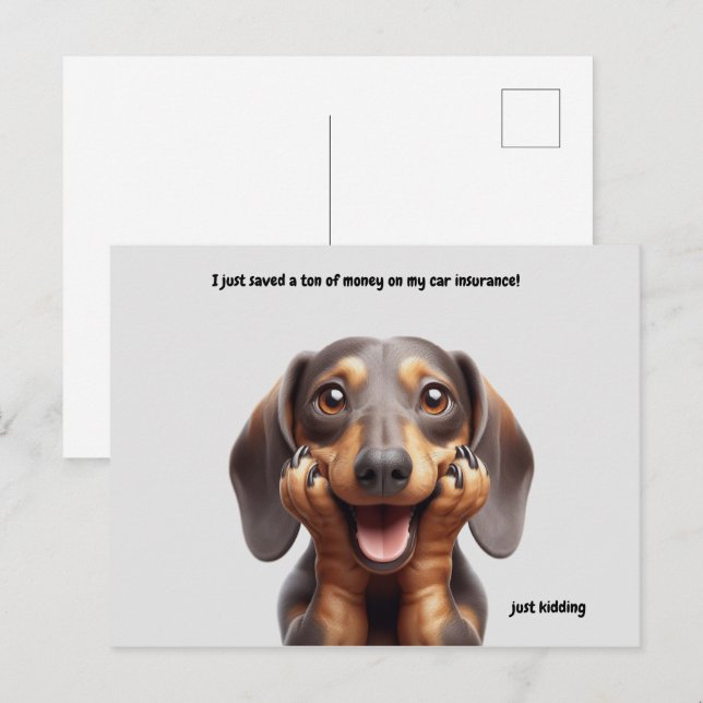 Festiva Postal de Laughing Dachshund (Anverso / Reverso)