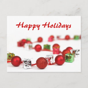 Festiva Postal de los Navidades de curvas Red Baubles y Pr