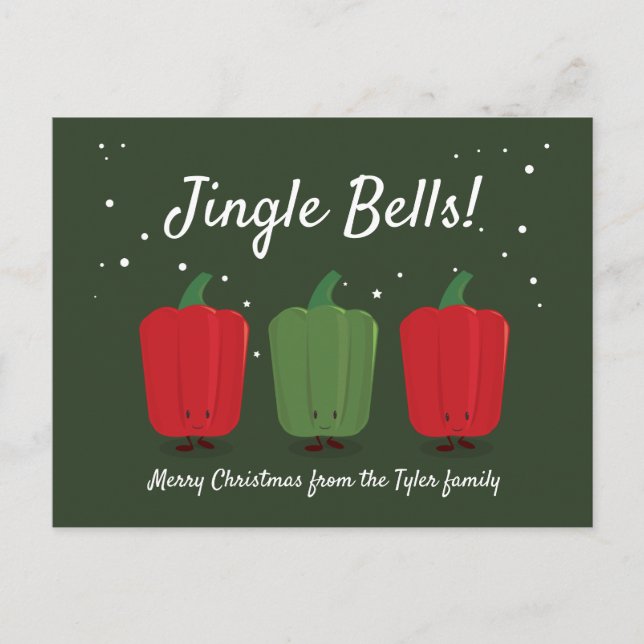 Festiva Postal de los Navidades de Jingle Bell Peppers (Anverso)