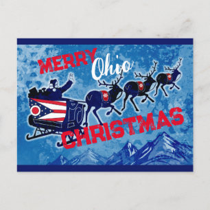 Festiva postal de los Navidades de la bandera de Merry Ohi
