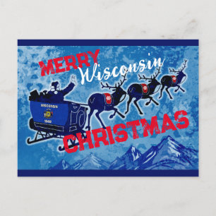Festiva postal de los Navidades de la bandera de Merry Wis