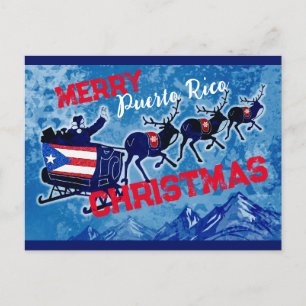 Festiva postal de los Navidades de la bandera de Puerto Ri