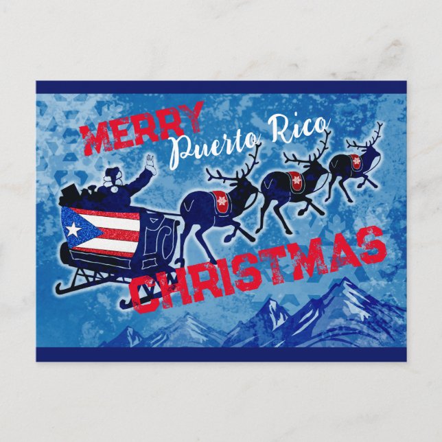 Festiva postal de los Navidades de la bandera de Puerto Ri (Anverso)