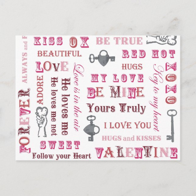 Festiva postal de mensajes de San Valentín (Anverso)