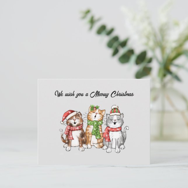 Festiva Postal de Meowy Navidades (Anverso de pie)