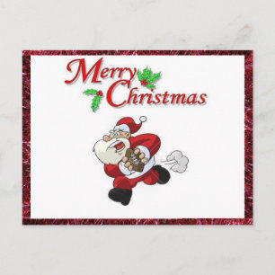 Festiva Postal de navidades con Santa Jugando Fútbol