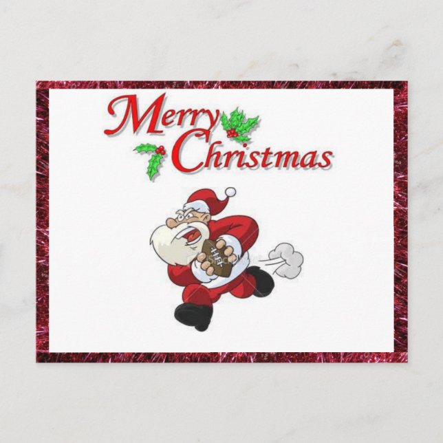 Festiva Postal de navidades con Santa Jugando Fútbol (Anverso)