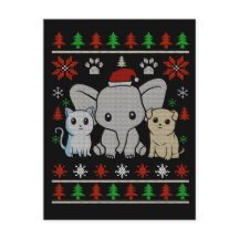 postal de navidades de animales lindos