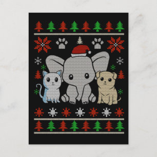 Festiva postal de navidades de animales lindos
