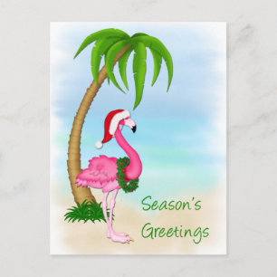 Festiva Postal de Navidades de árbol de palma rosado Flami