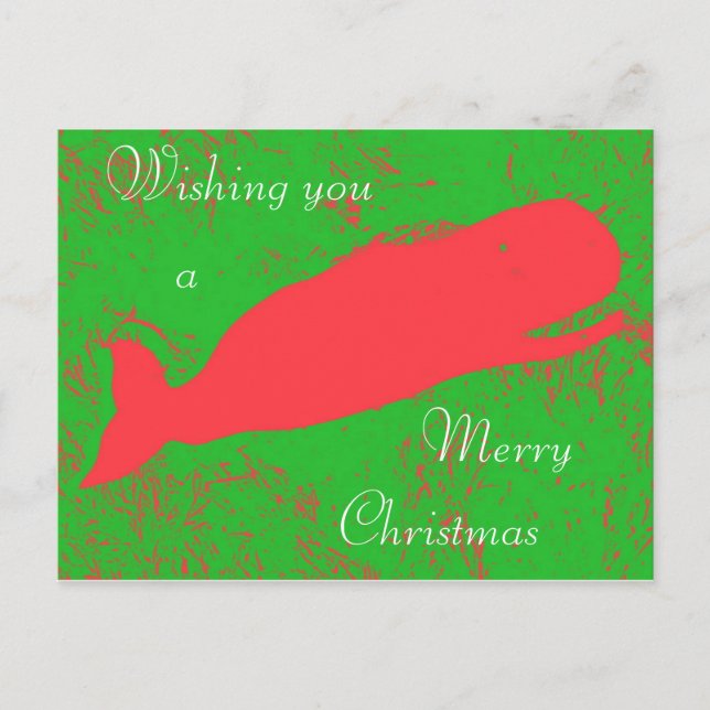 Festiva Postal de Navidades de ballena roja (Anverso)