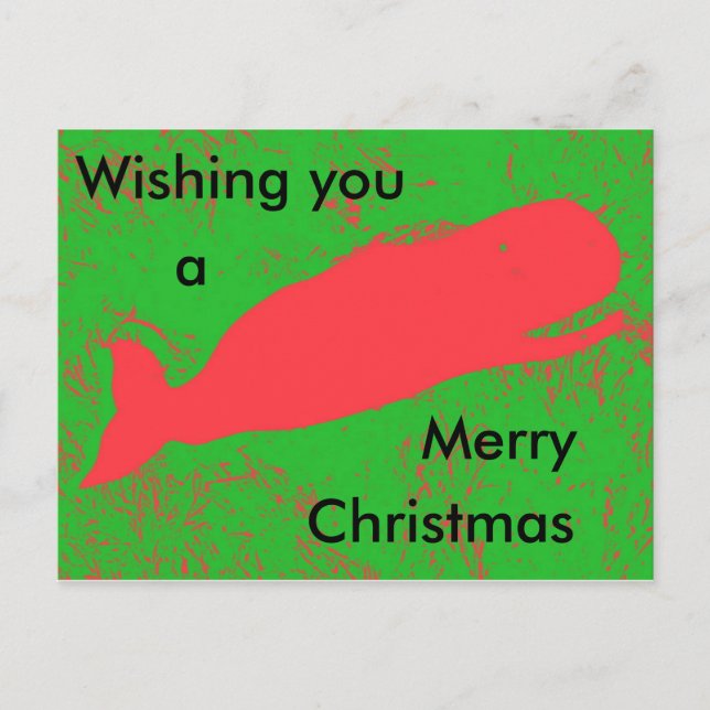 Festiva Postal de Navidades de ballena roja (Anverso)