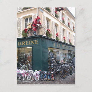 Festiva Postal de Navidades de bicicleta de Santa sobre