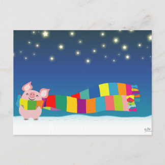 Festiva postal de Navidades de cerditos
