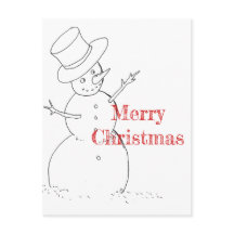 postal de Navidades de dibujo de muñecos de nieve