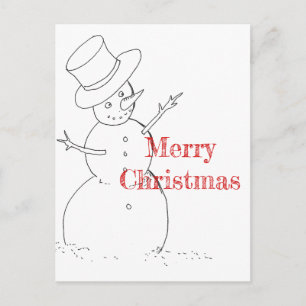 Festiva postal de Navidades de dibujo de muñecos de nieve