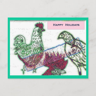 Festiva Postal de Navidades de la Alegría de Pollos