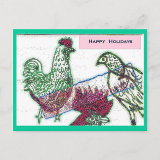 Festiva Postal de Navidades de la Alegría de Pollos