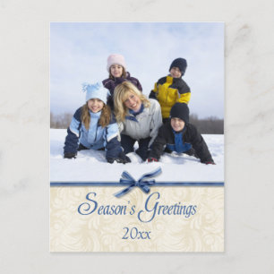Festiva Postal de navidades de la temporada azul para salu