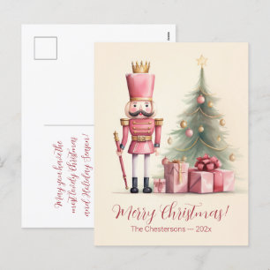 Festiva Postal de Navidades de petaca rosada