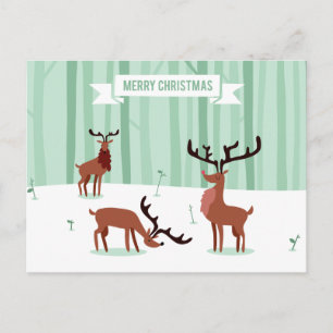 Festiva Postal de Navidades de renos trillados