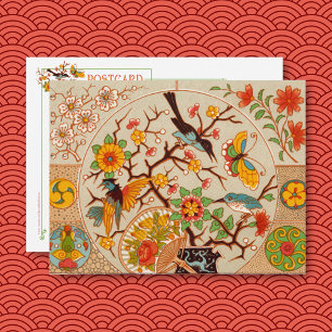 Festiva Postal de pájaros y mariposas
