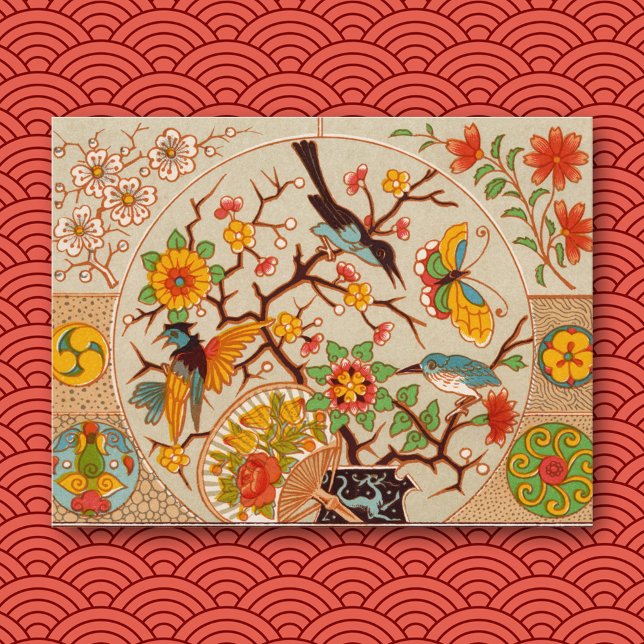 Festiva Postal de pájaros y mariposas (Subido por el creador)