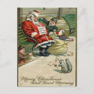 Festiva Postal de Papá Noel durmiendo